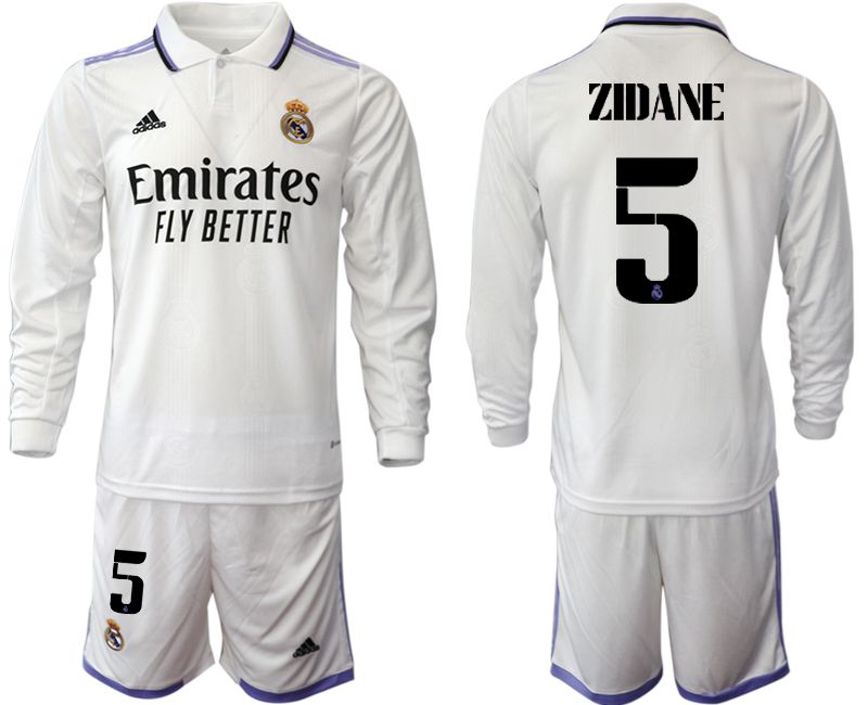 Men 2022-2023 Club Real Madrid home long sleeve white 5 Soccer Jersey